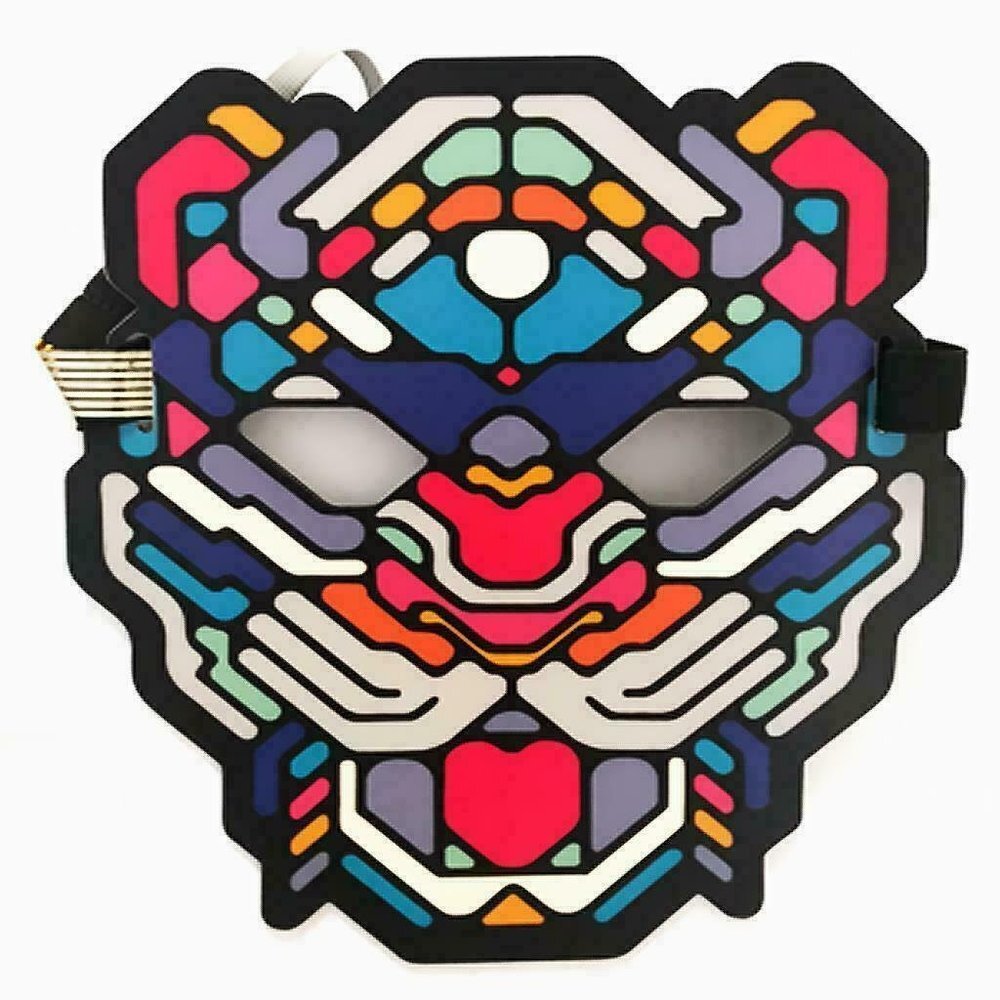 Sound Reactive LED Mask Sound Activated Street Dance Lion Illusion Halloween.